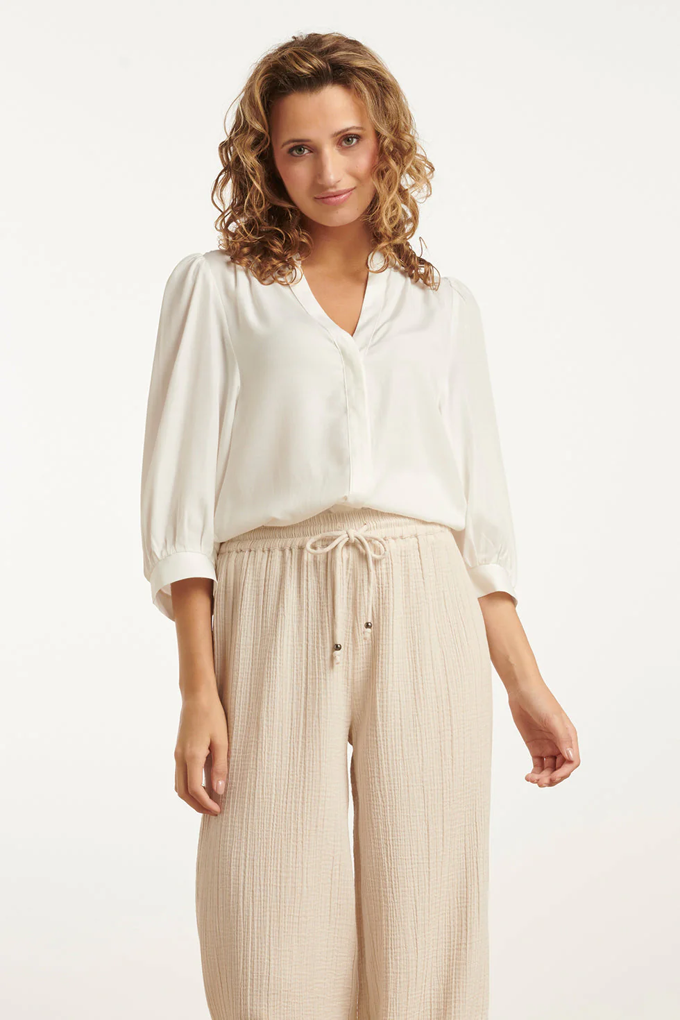 Smashed Lemon 25142 off-white rayon satin blouse