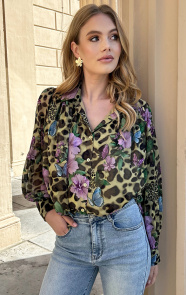 Jurkjes Bloemen Leopard Print Blouse