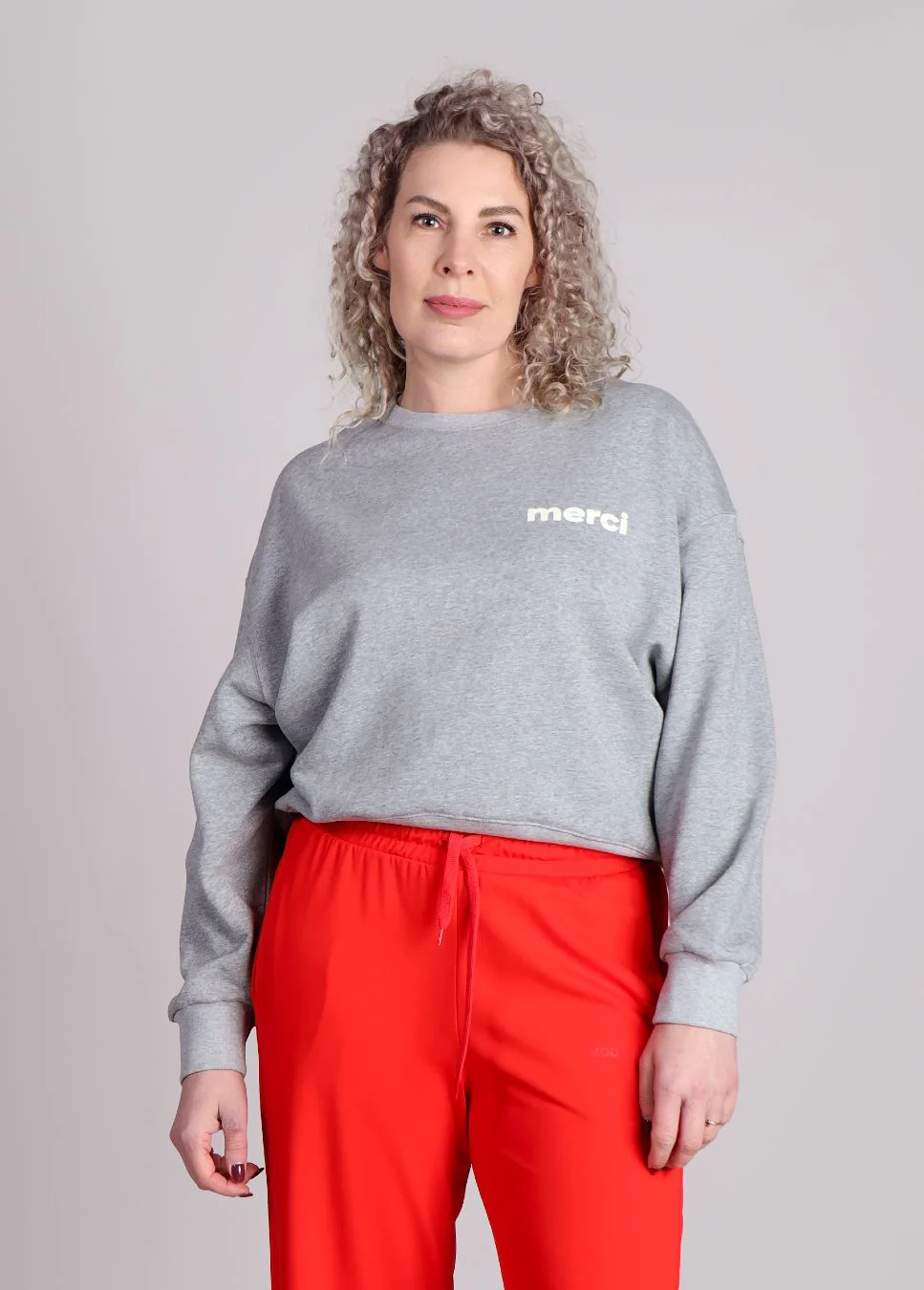 Grace & Mila Positive sweater oversized opdruk 'merci'