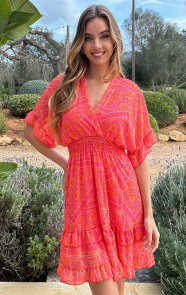 Jurkjes V-Hals Print Dress Marrit Flower