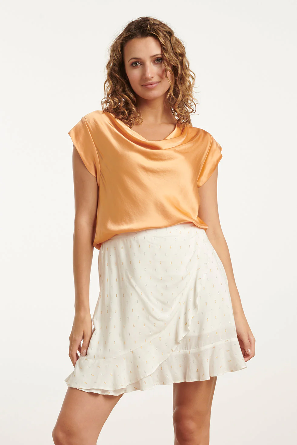 Smashed Lemon 25212 waterfall peach satijn top