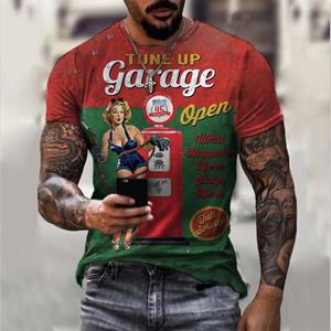 TIP723 Zomer Vintage patroon Heren 3D Geprinte T-shirts O-hals Mode Casual Korte Mouw En Shorts Sets Straat Oversized Trainingspak S