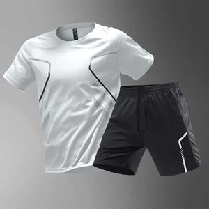 Morgan Heren zomer groot formaat sneldrogend T-shirt met korte mouwen en sportpak met korte mouwen XXXXXL wit