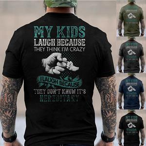 Niubiplus Heren T-shirt Grafische tekst 3D-printen Straat Casual Korte mouw Button-down Bedrukte kleding Basic L zwart