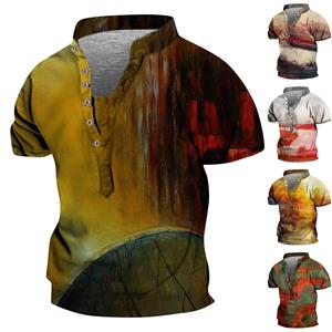 Niubiplus Europese en Amerikaanse heren vintage top digitaal bedrukte tops met korte mouwen L