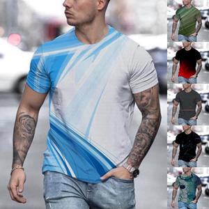 Niubiplus Heren T-shirts Casual shirts met korte mouwen Gradiënthals Zachte losse pasvorm Grafische T-shirts Zomer-t-shirts voor heren XL