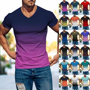Niubiplus Heren T-shirts Casual shirts met korte mouwen Gradiënthals Zachte losse pasvorm Grafische T-shirts Zomer-t-shirts voor heren L