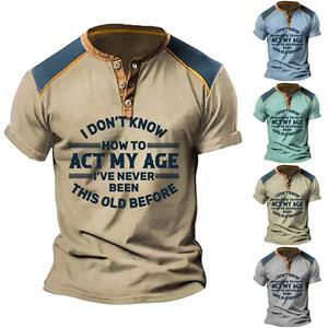 Niubiplus Heren T-shirt T-shirts Grafische tekst Zwart Militair Groen Zwembad Donkergrijs 3D-printen Straat Informeel Korte mouw Button-down Gedrukt Kleding Basic L сyaan