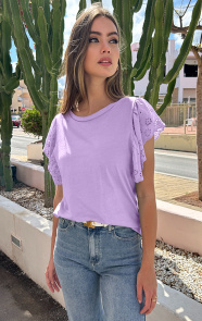Jurkjes Broderie Detailed Top Leya Lila