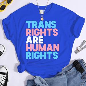 FT women t shirt Transgender Rechten Zijn Mensenrechten T-shirt LGBT Pride Parade Persoonlijkheid Tops T-shirts Transgender Shirts Pride Maand Cadeau Streetwear S blauw