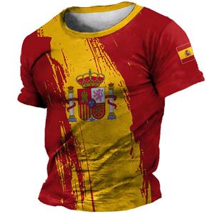 ETST WENDY 05 Spanje Heren T-shirt Zomer Korte Mouw Spanje Nationaal Embleem Vlag 3D Print Mode O Hals Pullover Shirt Mannelijke Oversize Kleding S
