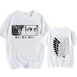 New Young Japanse Anime Attack on Titan Heren Dames Zomer T-shirts, Bedrukte Katoenen T-shirts met Korte Mouwen, Oversized Trendy T-shirts XS
