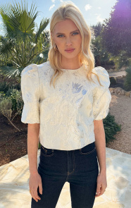 Jurkjes Romantic Jacquard Roses Top Merel Ecru