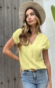 Jurkjes Detailed V-Hals Top Rosie Butter Yellow