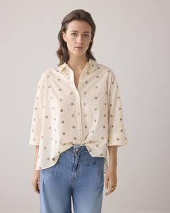 Summum 2s3054-11624 122 3/4 sleeve blouse scattered emboideryy ivory