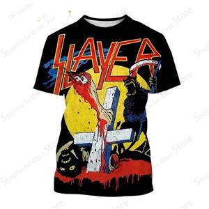 Etst 003 Rock Band Heren Grafisch T-shirt Slayer 3d Print T-shirt Heren Dames Mode Korte Mouw T-shirt Kinderen Hip Hop Tops Tees Heavy Metal S