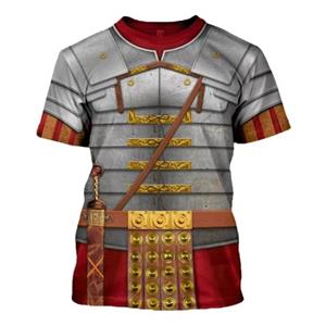 Forever Men 3D-geprint middeleeuws pantser T-shirt voor heren Cosplay-patroon T-shirts Casual mode Ronde hals Korte mouwen T-shirts Oversized tops S