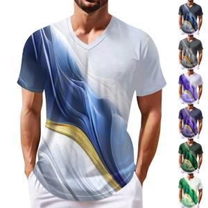 Xingben Four Zomer Heren Populair T-shirt Bedrukt V-hals T-shirt met Korte Mouwen L donkergroene kleur