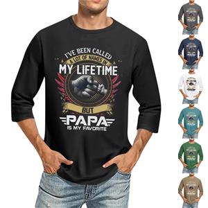Xingben Four Heren Ronde Hals Driekwart Mouw Top Casual Mode T-shirt M zwart