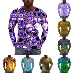 Xingben Four Heren T-shirt O-hals Kleding Kleding Buiten Lange Mouw Print Modeontwerper Vintage XXXL сyaan