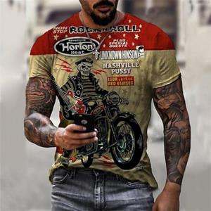 ETST 007 Heren Grafisch Schedel Motorfiets T-shirt Korte Mouw Tee 3D Print Ronde Hals Shirt Vintage Modeontwerper Outdoor Casual Lente & Zomer Kleding S