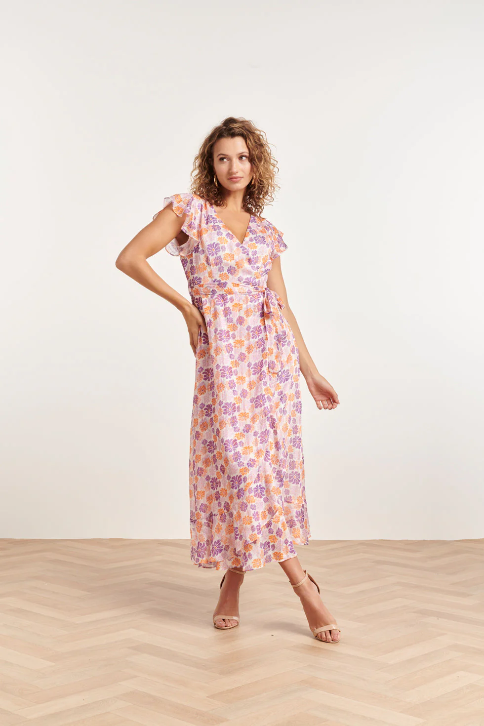 Smashed Lemon 24329 maxi wrap jurk met bloemenprint