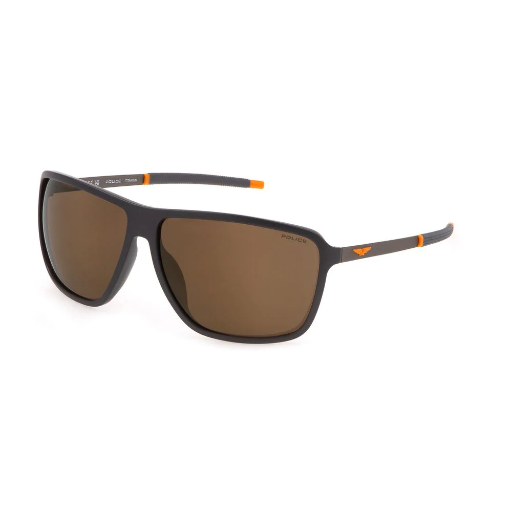 Police Grijze plastic zonnebrillen met bronze spiegelglas