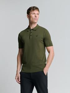 No Excess T-shirt  Knitted Poloshirt Olijfgroen