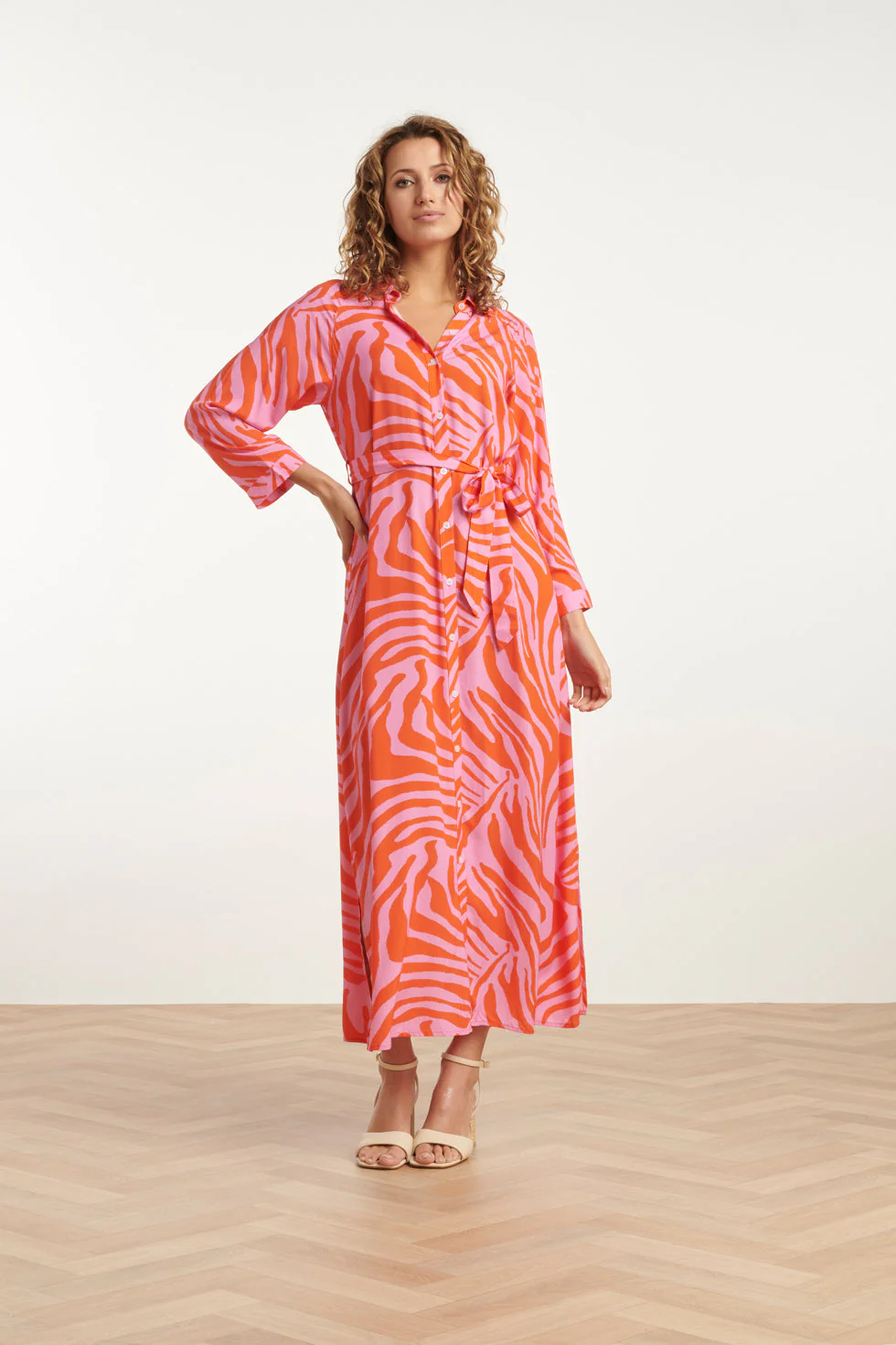 Smashed Lemon 25086 summer maxi shirt jurk met dierenprint