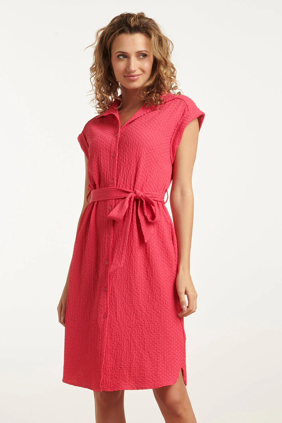 Smashed Lemon 25118 crinkle shirtjurk in roze