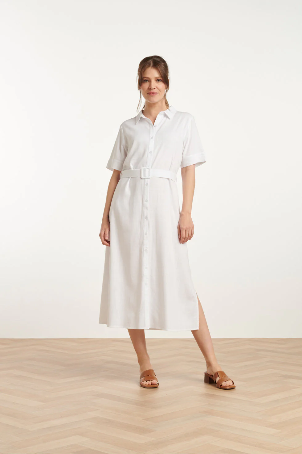 Smashed Lemon 25150 witte linnen shirtjurk