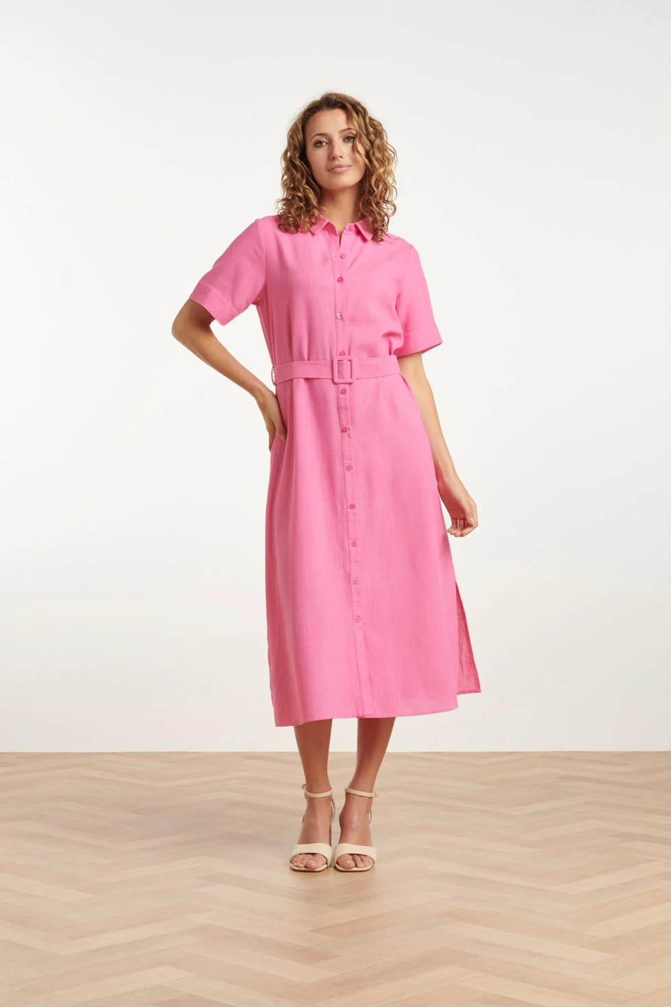 Smashed Lemon 25150 roze linnen shirtjurk