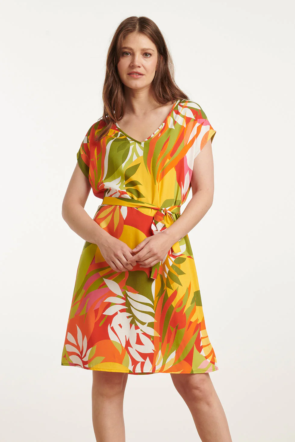 Smashed Lemon 25155 jurk met multicolor bladprint