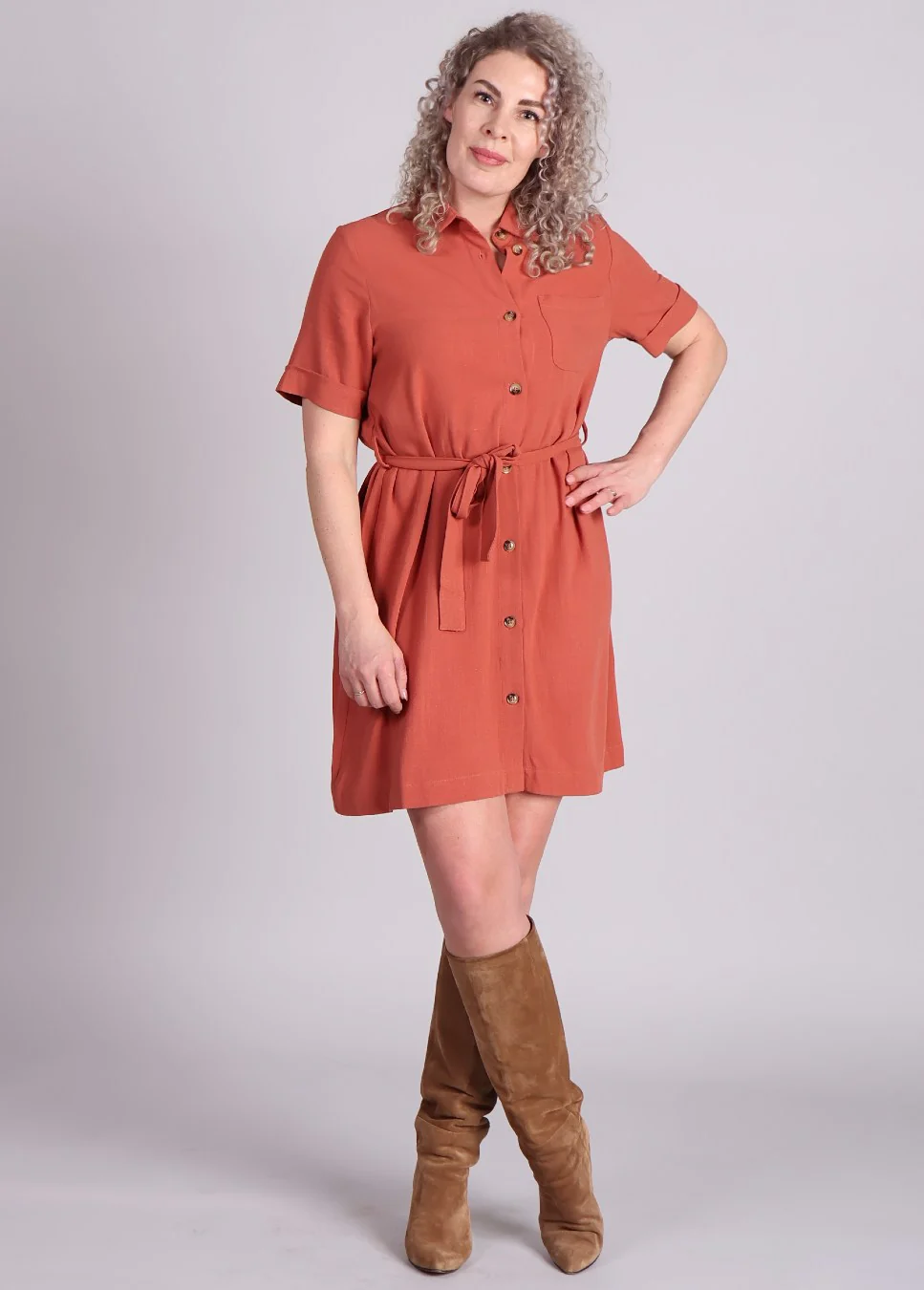 Grace & Mila Paquita jurk kort terracotta