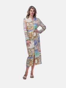 Mucho Gusto  jurk francis bay groen blauw multipatchwork