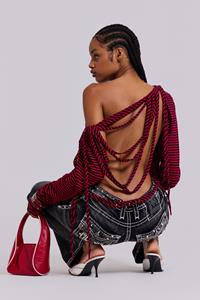 Jaded London Gaia Slashed Backless Stripe Top
