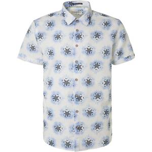 No Excess Overhemd Lange Mouw  Short Sleeve Overhemd Linnen Blauw Print