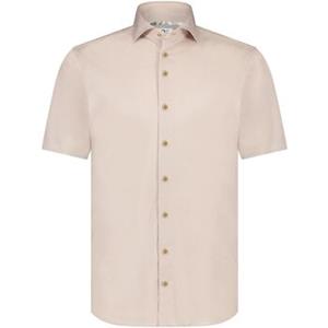 R2 Amsterdam Overhemd Lange Mouw  R2 Overhemd Korte Mouwen Knitted Piqué Beige