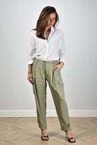 Nine In The Morning broek Sophie met opgestikte zakken groen