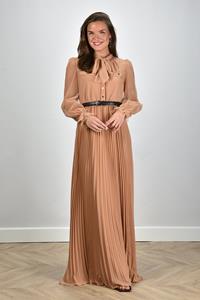 Self Portrait mesh maxi jurk oranje
