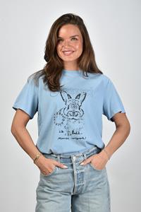 Ganni t-shirt met print blauw soft chambray