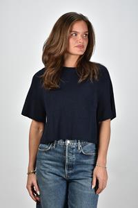 Joseph cropped top met ronde hals blauw