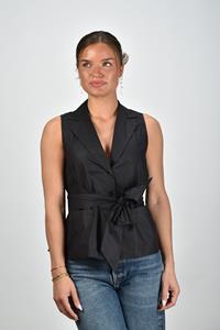 Psophia top met strikdetail 221TOP2240 zwart