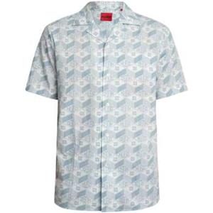 Boss Overhemd Korte Mouw  Ellino-patroon shirt met korte mouwen