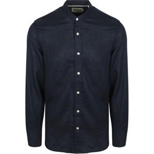 Scotch & Soda Overhemd Lange Mouw Scotch & Soda Linnen Mao Overhemd Navy