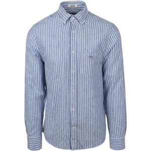 Gant Overhemd Lange Mouw  Casual Overhemd Streep Linnen Blauw