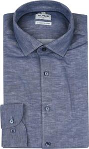 Olymp Level 5 Overhemd Linnen Blend Blauw
