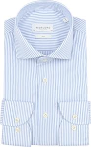Profuomo Shirt Extra Lange Mouwen Travel Streep Lichtblauw