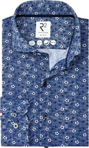 R2 Amsterdam R2 Overhemd Tech Knit Flowers & Paisley Blauw