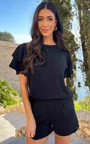 The Musthaves Mila Ruffle Top Zwart